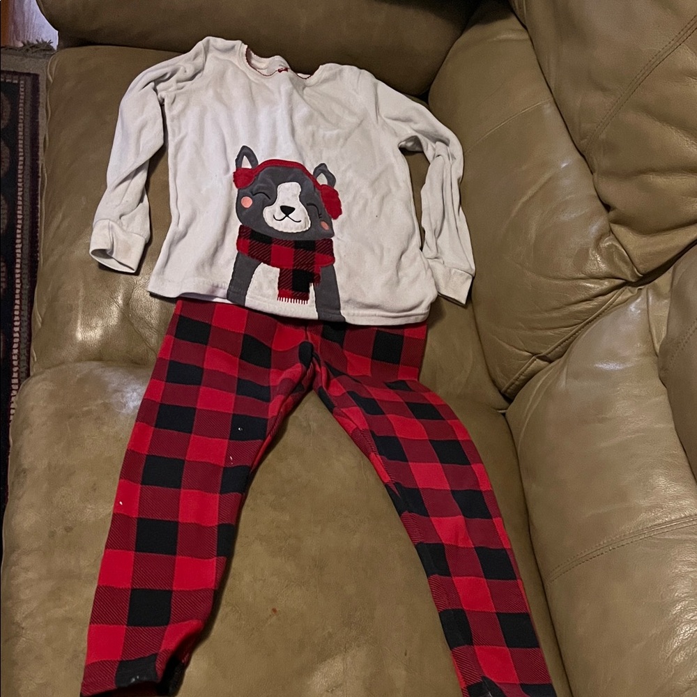 Carter's Kids Pajama Set - Cream and Red Plaid